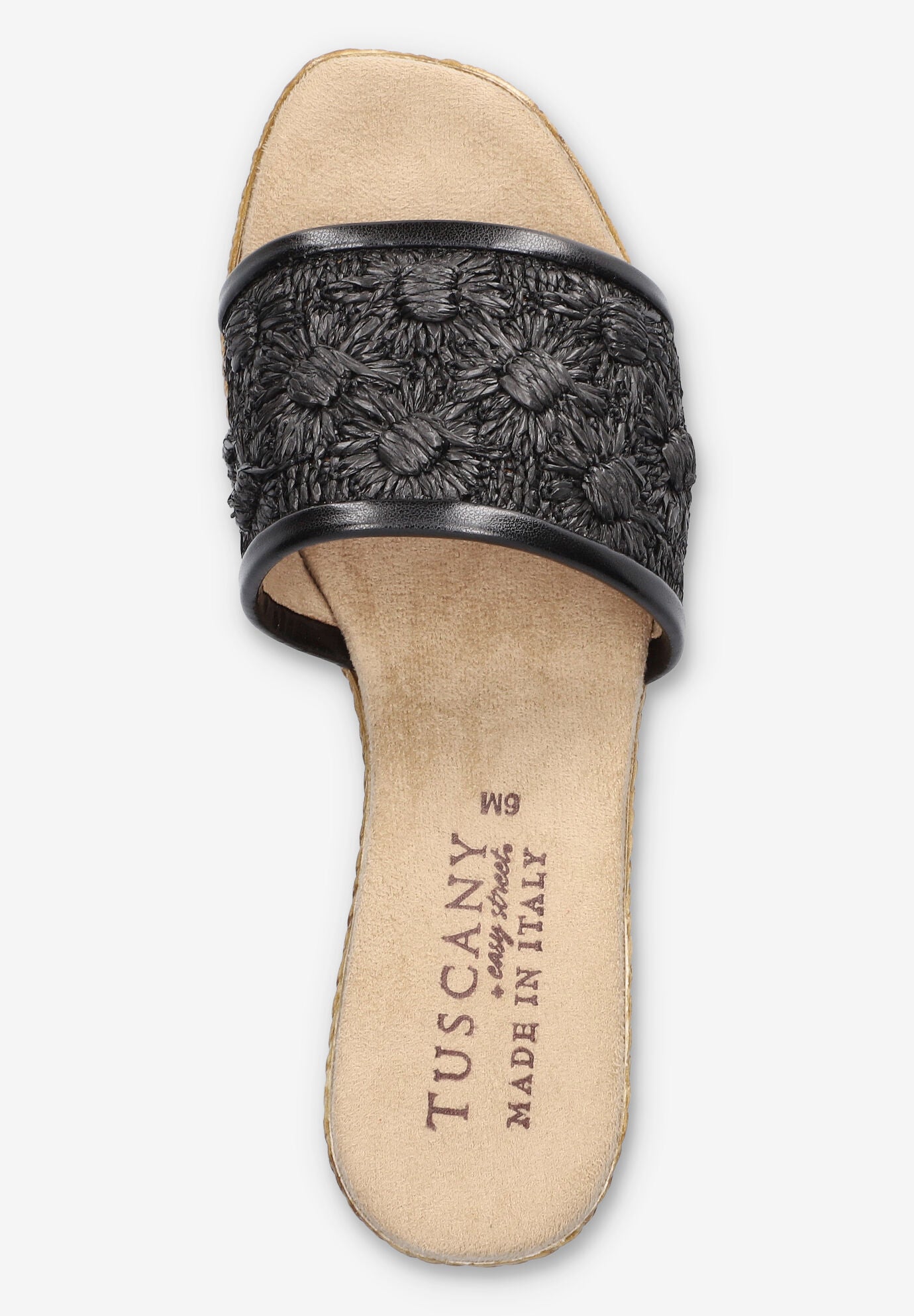 Ricci Wedge Sandal, BLACK RAFFIA FLOWER, alternate image number 7