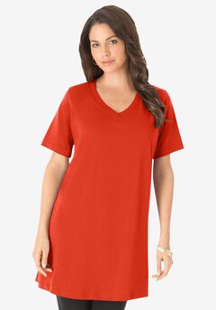 Plus Size Cotton Short Sleeve V-Neck Ultimate Tunic