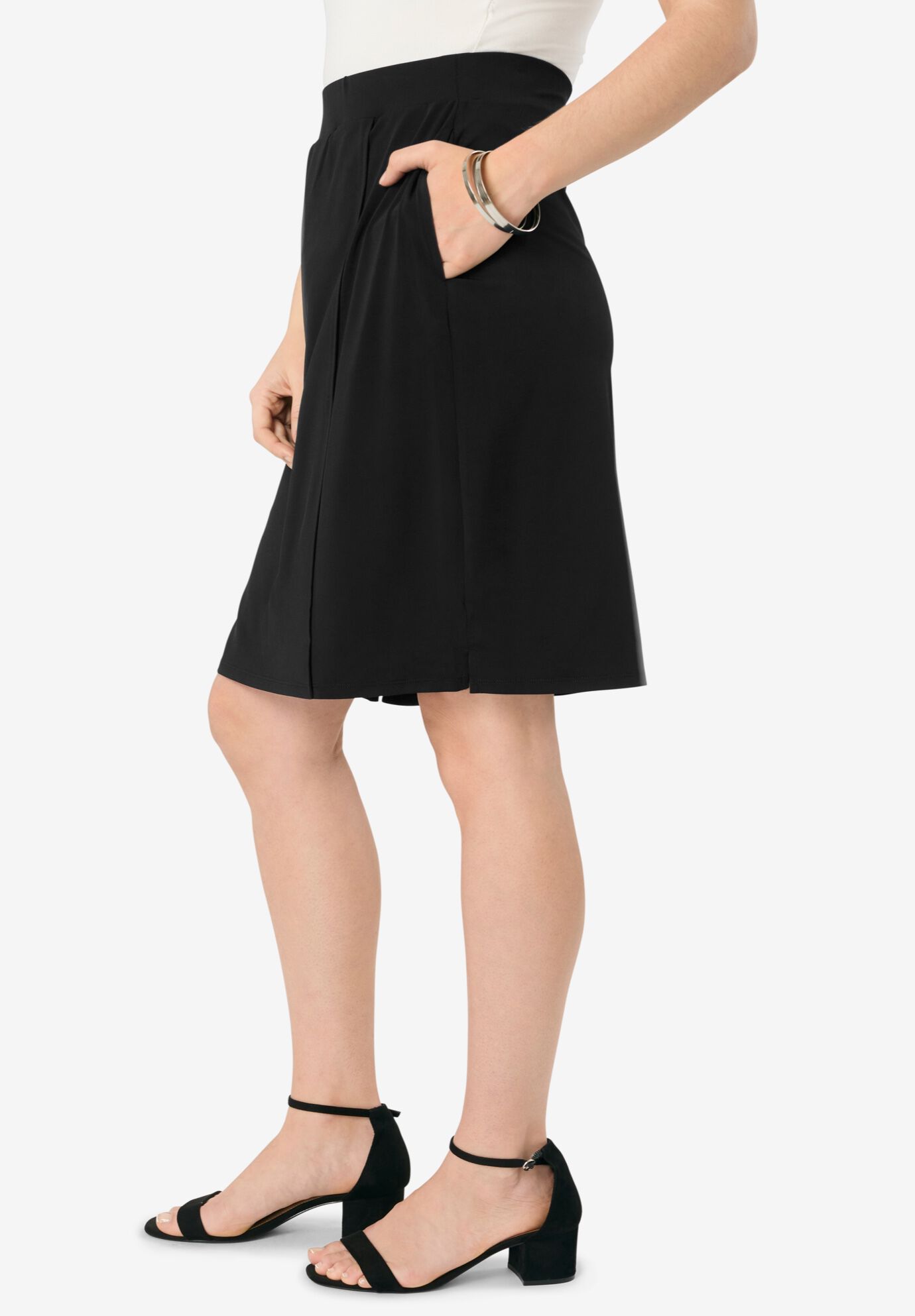 Ultrasmooth&reg; Fabric A-Line Skort, BLACK, alternate image number 3