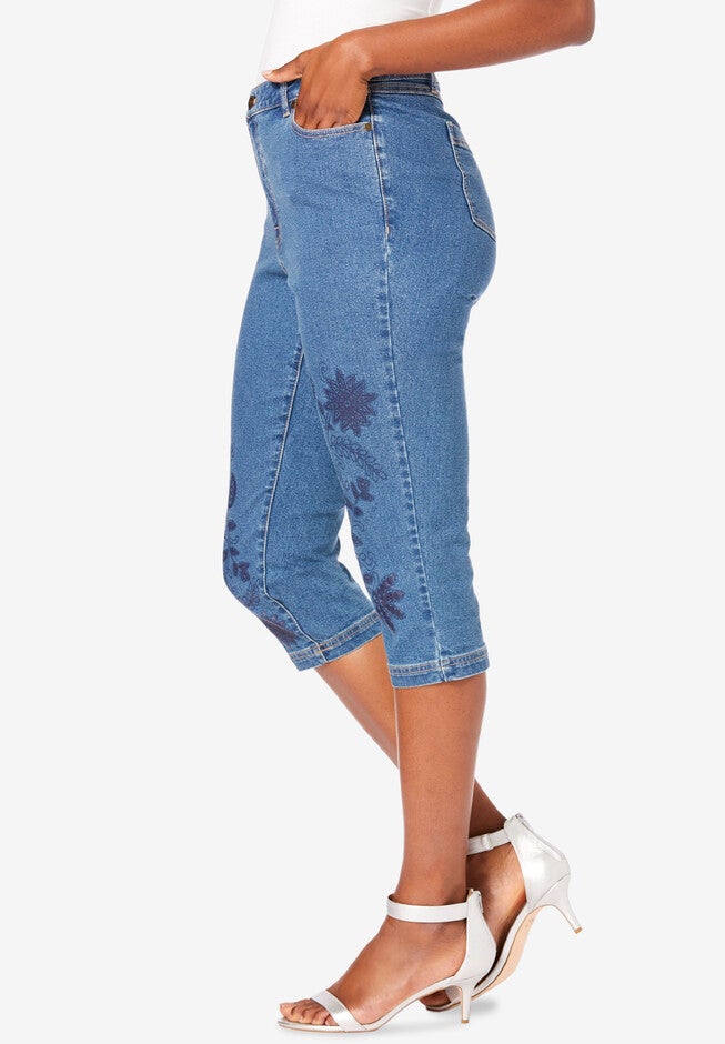 Printed Straight-Leg Capri, , alternate image number 2