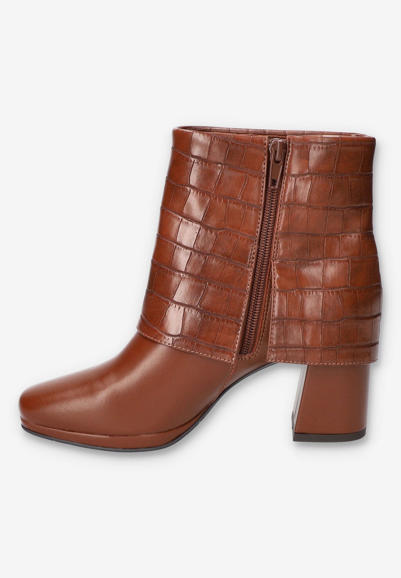Sutton Sqaure Toe Ankle Boot, TAN CROCO, alternate image number 4