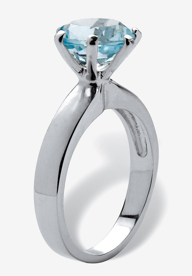3.80 Tcw Round Genuine Blue Topaz Solitaire Ring .925 Sterling Silver, , on-hover image number 1