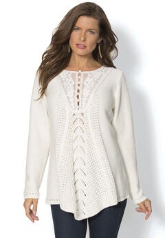Lace Yoke Pullover Sweater