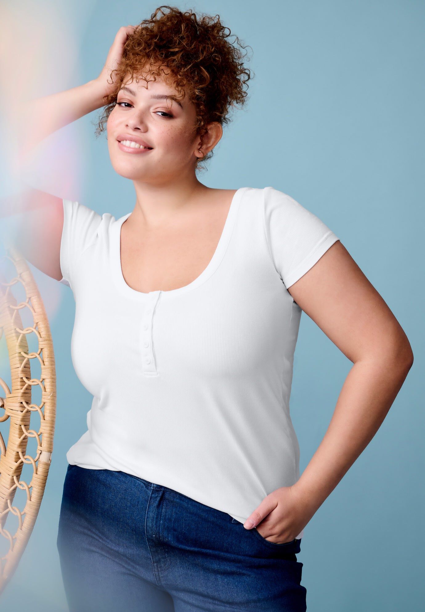 Ribbed Henley Top