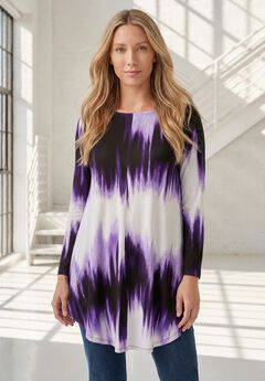 Plus Size Boatneck Swing Ultra Drape Tunic Top