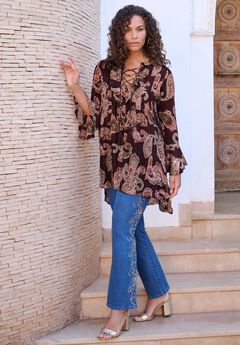 Hand Crinkled Ruffle Pintuck Tunic