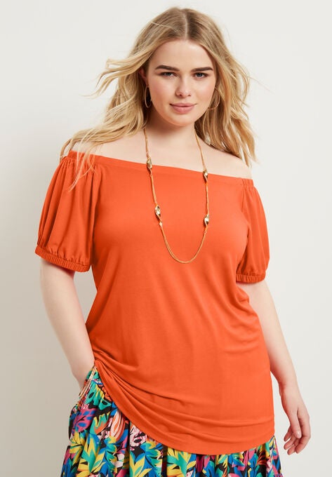 Puff Sleeve Off-The-Shoulder Top, , alternate image number null