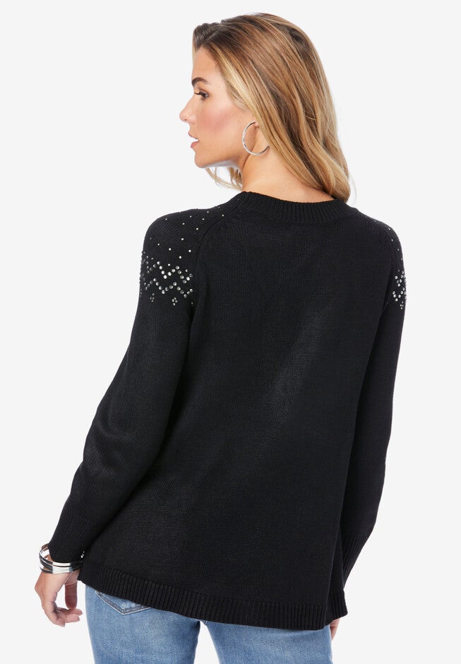 Embellished Fair Isle Sweater, , on-hover image number null