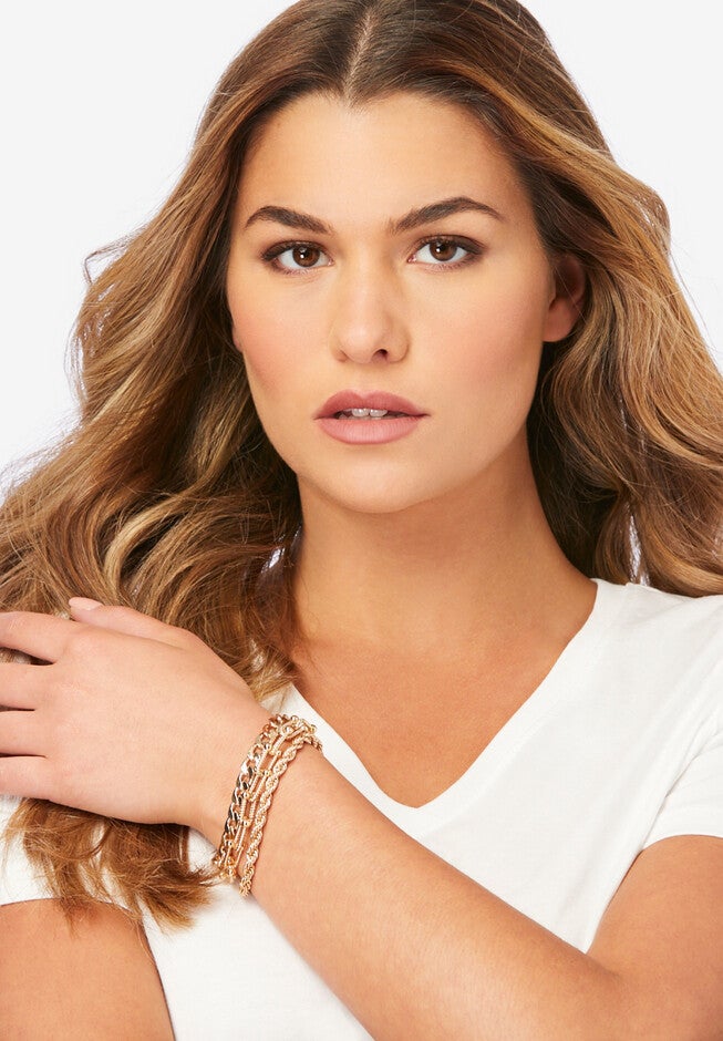 Stylish Three-Row Chain Bracelet, 4433105 | Roaman's