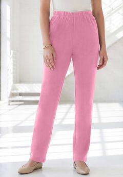 Plus Size Soft Knit Relaxed Pull-On Straight Leg Pant