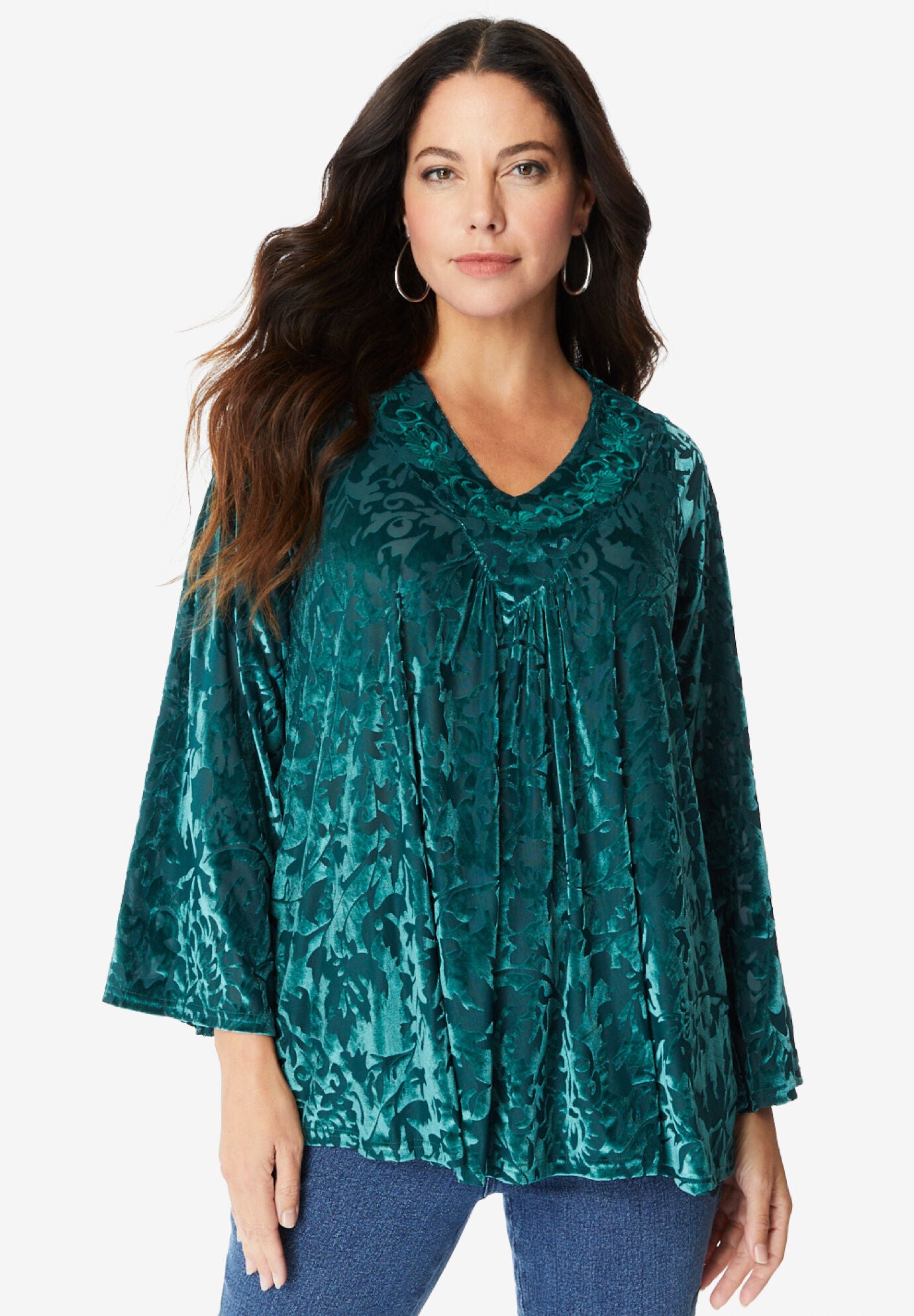 Fashionable NotchNeck Devoré Top, 4463366 Roaman's