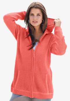 Classic Length Waffle Zip Hoodie