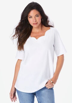 Ultimate Scalloped Scoop Neck Tee