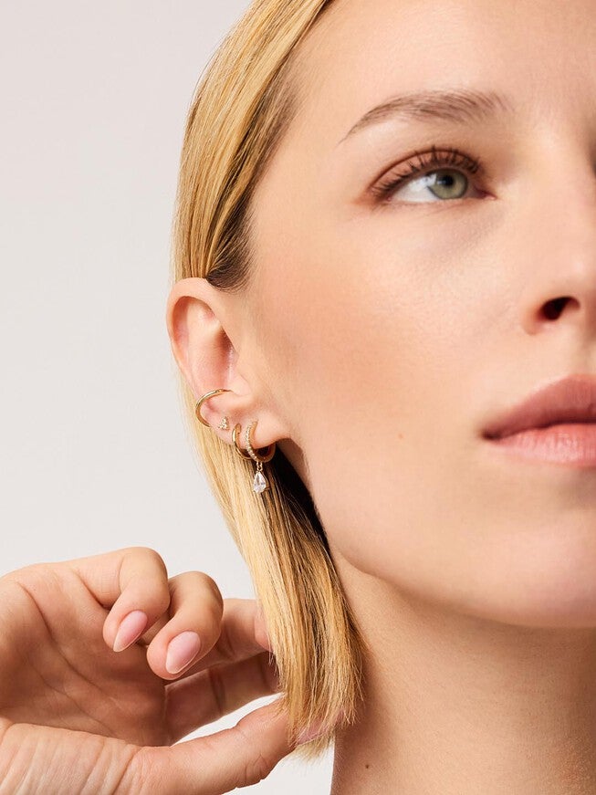 Elise Delicate Huggie Hoops, GOLD, alternate image number 1