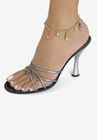 Gold Tone Flip Flop Charm Ankle Bracelet with Crystals 9" Plus 1" Extender, , alternate image number null
