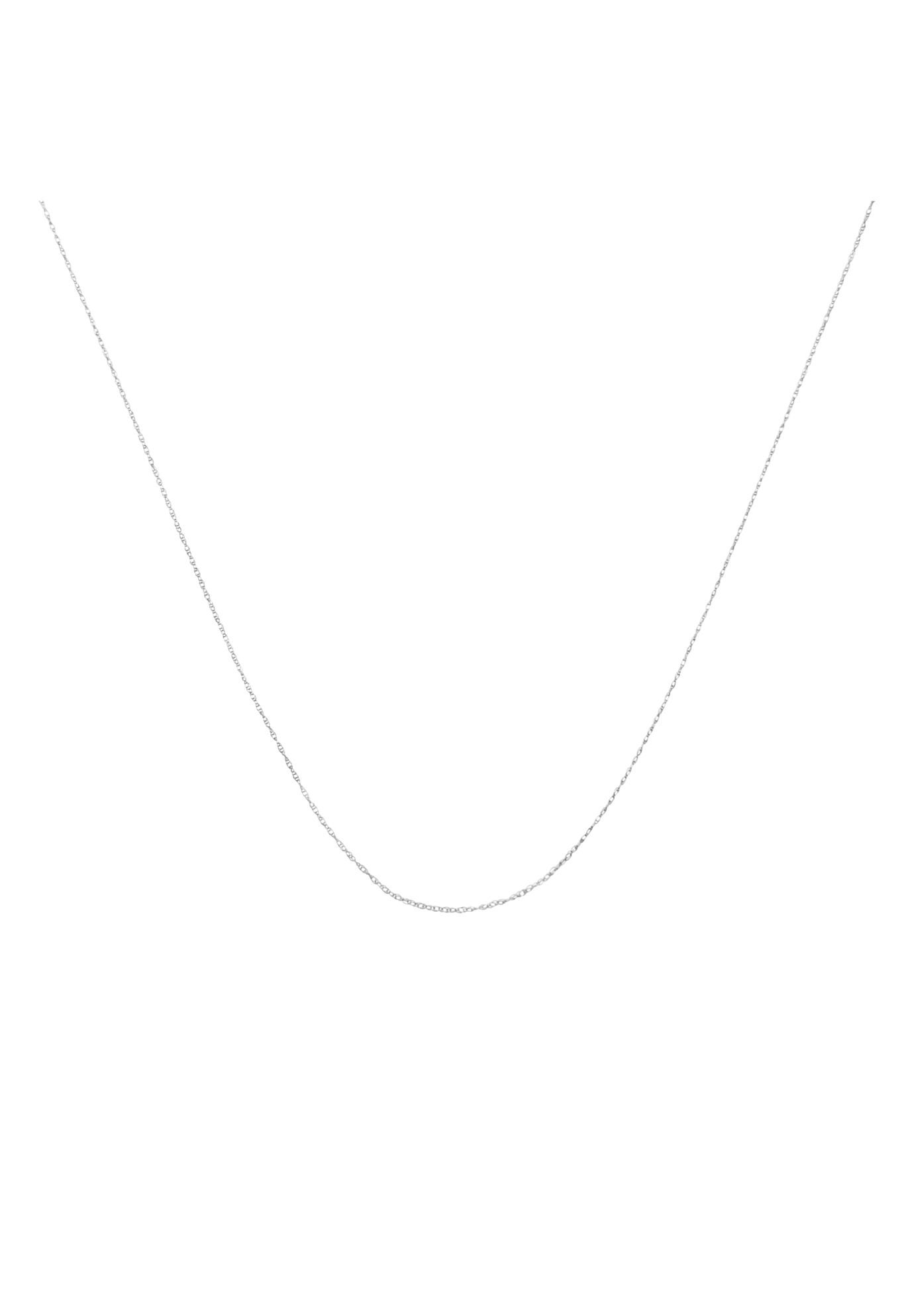 Solid White Gold Rope Chain Necklace Unisex 16