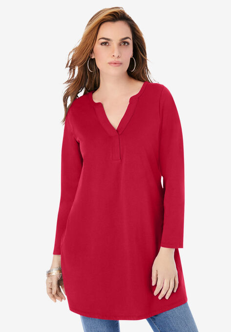Y-Neck Ultimate Tunic, CLASSIC RED, hi-res image number null