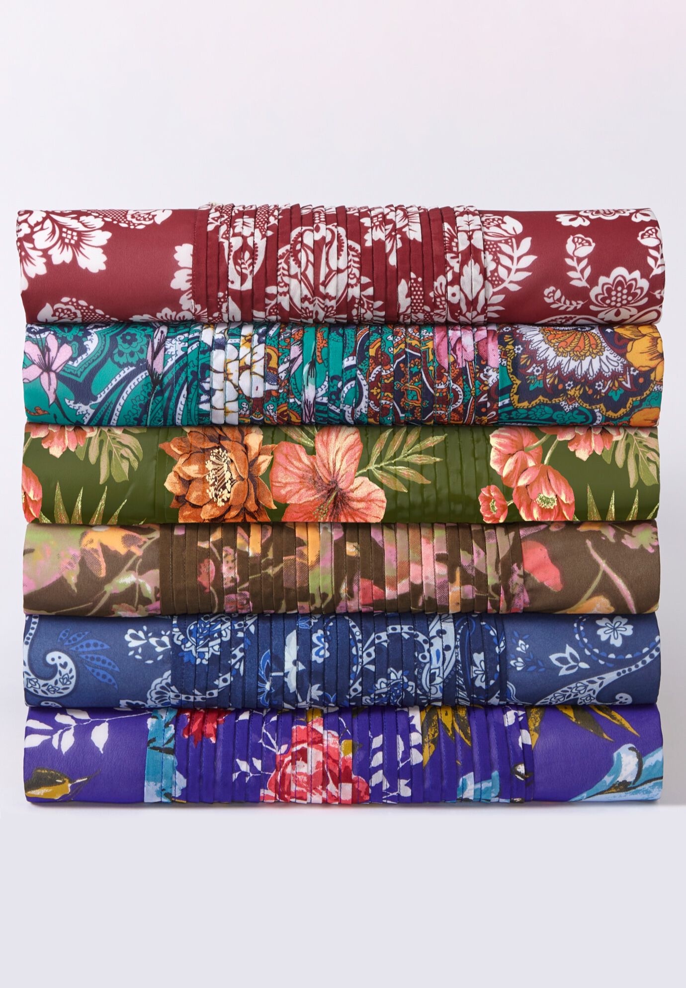 Plus Size Tara Pleated Shirt &ndash; Adjustable 3/4 Sleeve Swing Tunic with Notch Collar, , on-hover image number 1