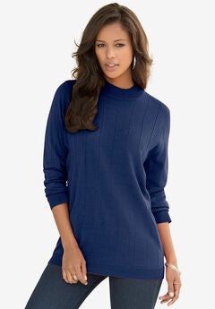 Fine Gauge Drop Needle Mockneck Sweater