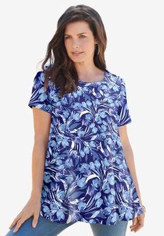 Plus Size Ultimate Cotton Crewneck Short Sleeve Swing Tee