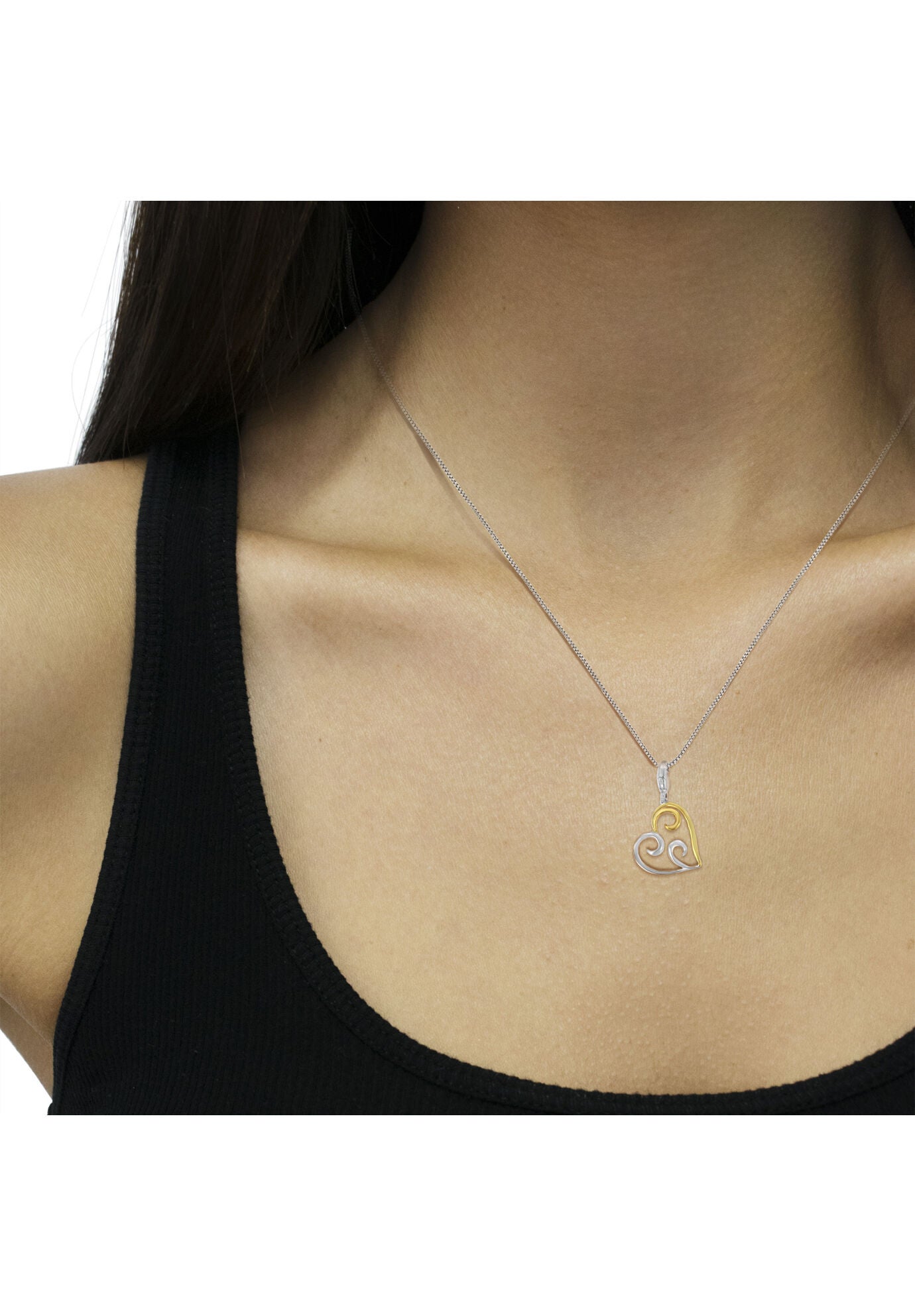 Gold Over Silver Heart-Shaped Pendant Necklace, , alternate image number 2