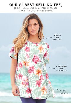 Plus Size Ultimate Cotton Crewneck Short Sleeve Swing Tee