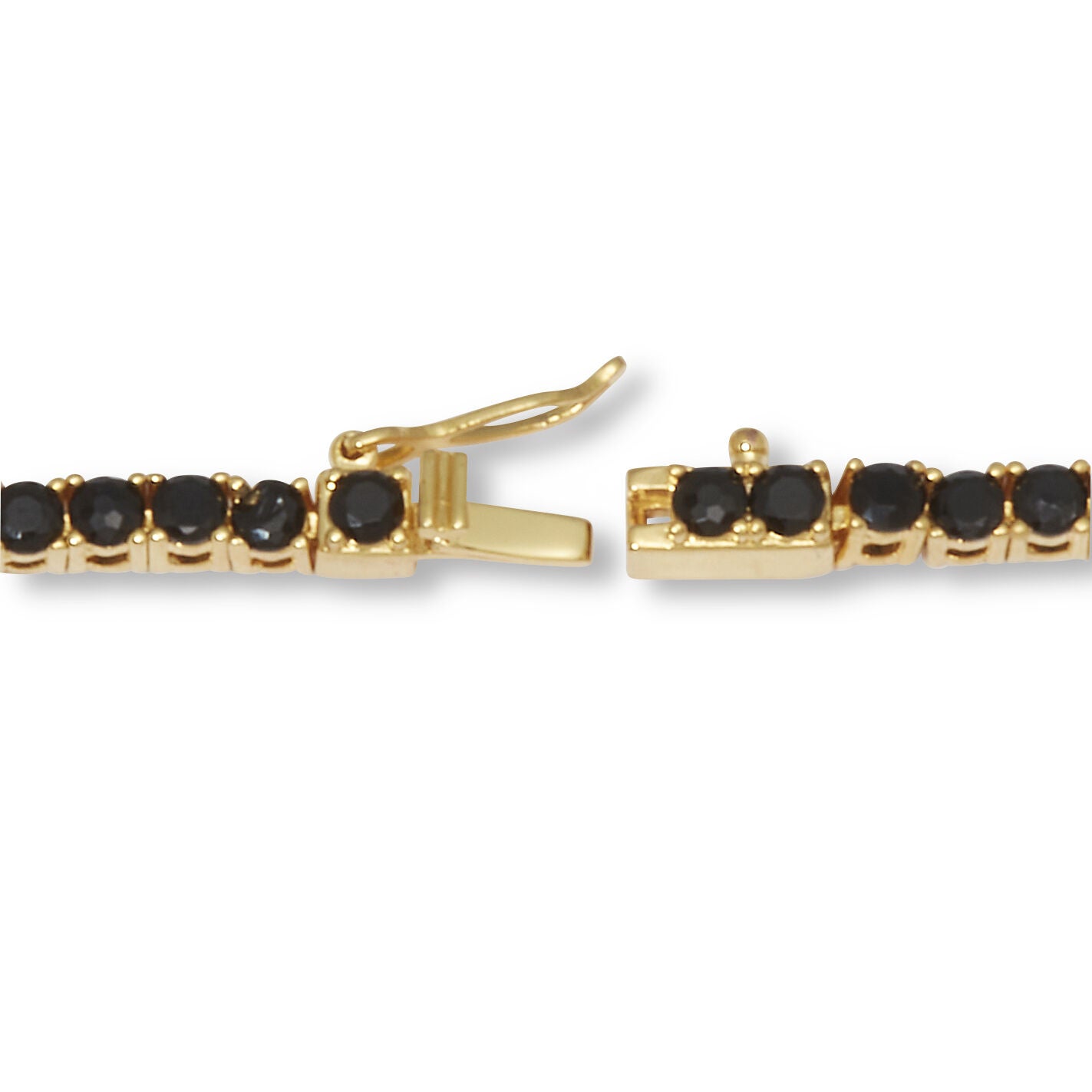 Round Black Cubic Zirconia 14k Yellow Gold-Plated Tennis Necklace 18-inch, GOLD, on-hover image number 1