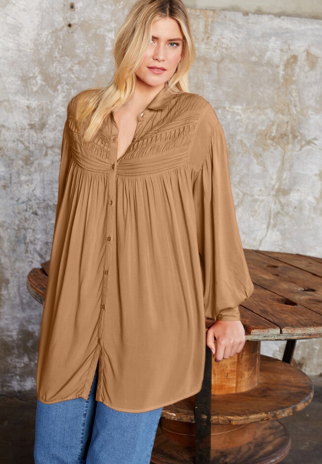 Pintuck Tunic, SOFT CAMEL, hi-res image number null