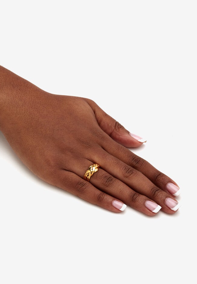 Yellow Gold-Plated Braided Puzzle Ring Jewelry, , alternate image number 3