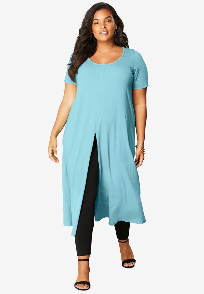 Front-Slit Ultra Femme Tunic, LIGHT AQUA, hi-res image number 0