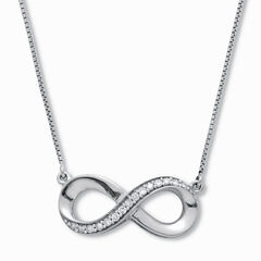 .09 TCW Diamond Sterling Silver Infinity Pendant and Chain 18 Inches