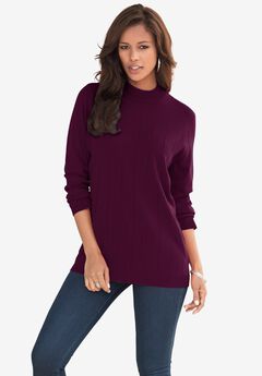 Fine Gauge Drop Needle Mockneck Sweater