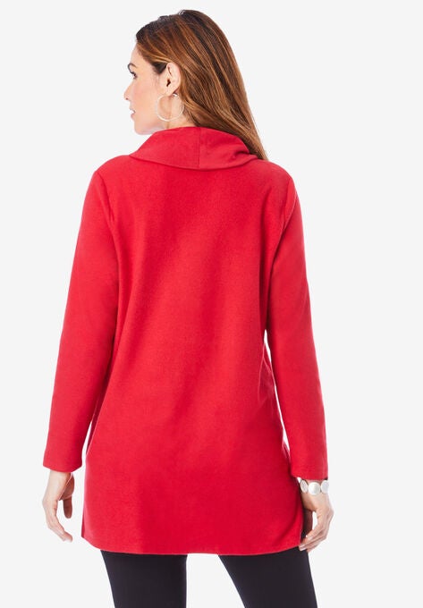 Double Button Sherpa Fleece Tunic, , on-hover image number null
