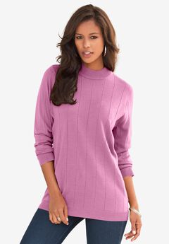 Fine Gauge Drop Needle Mockneck Sweater