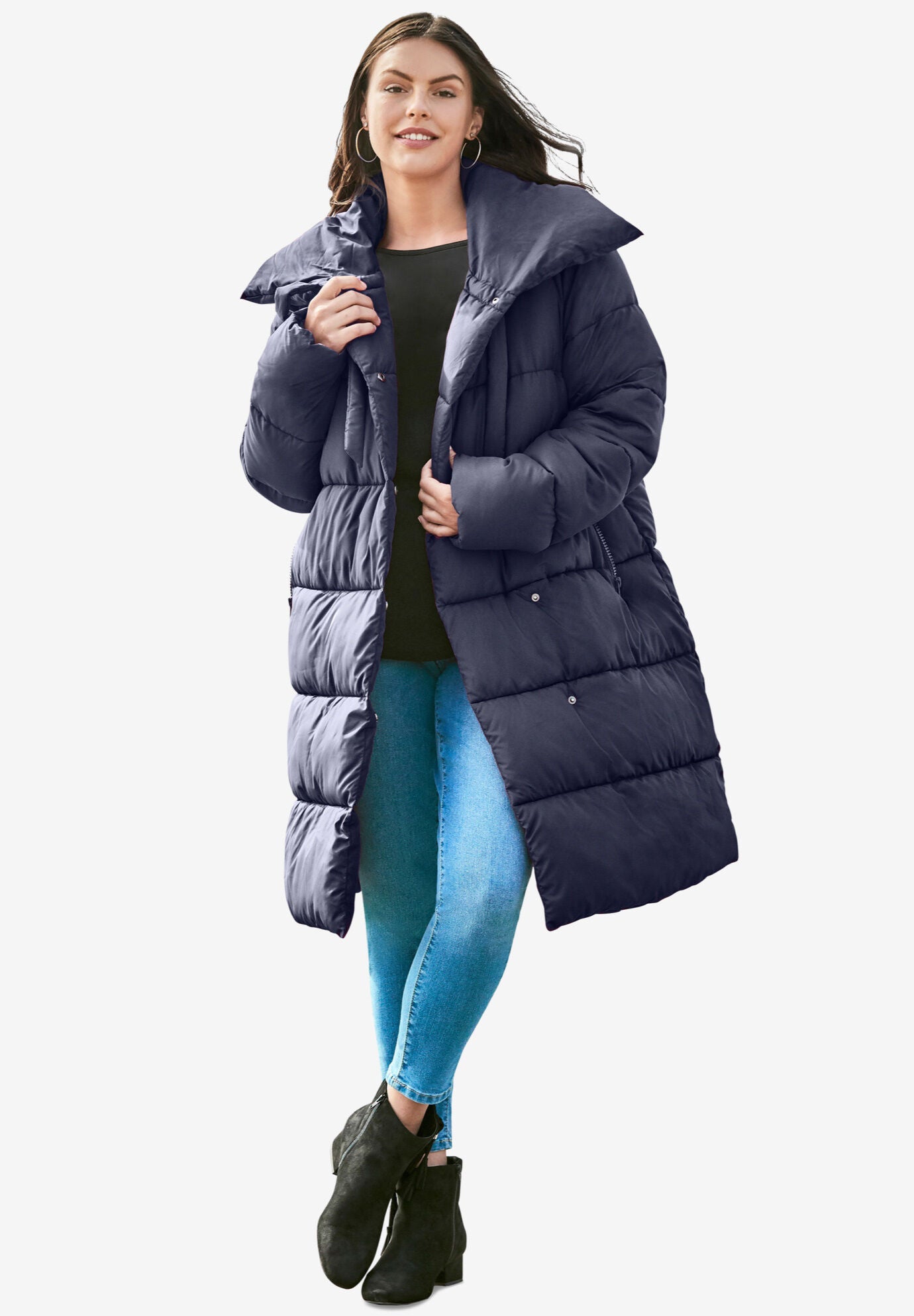 plus size womens long puffer coats