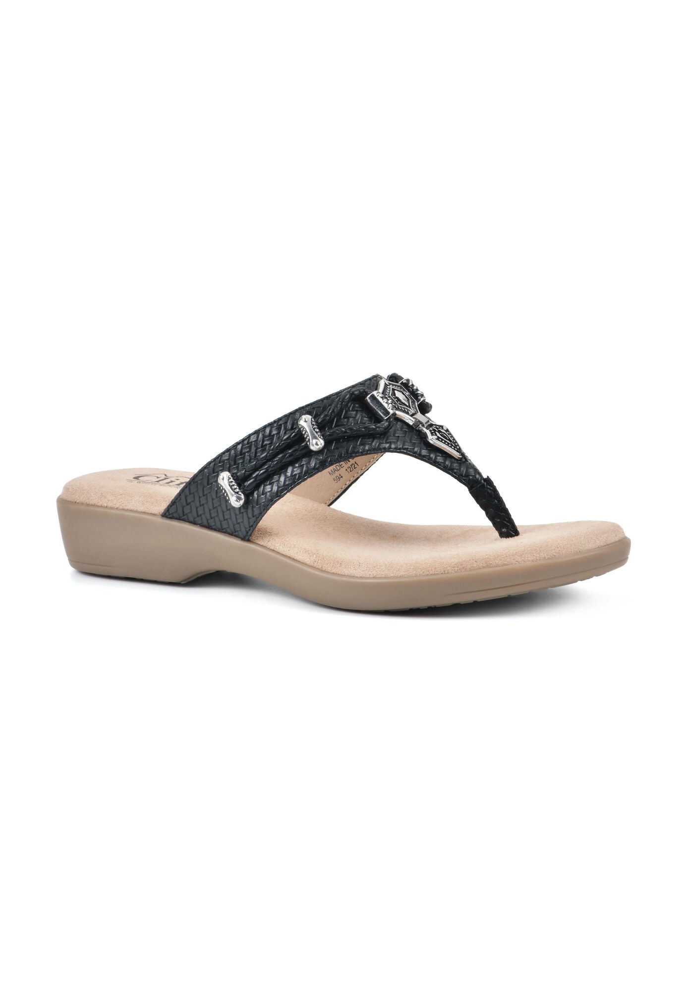Cliffs Bailee Thong Sandal, BLACK WOVEN, hi-res image number 0