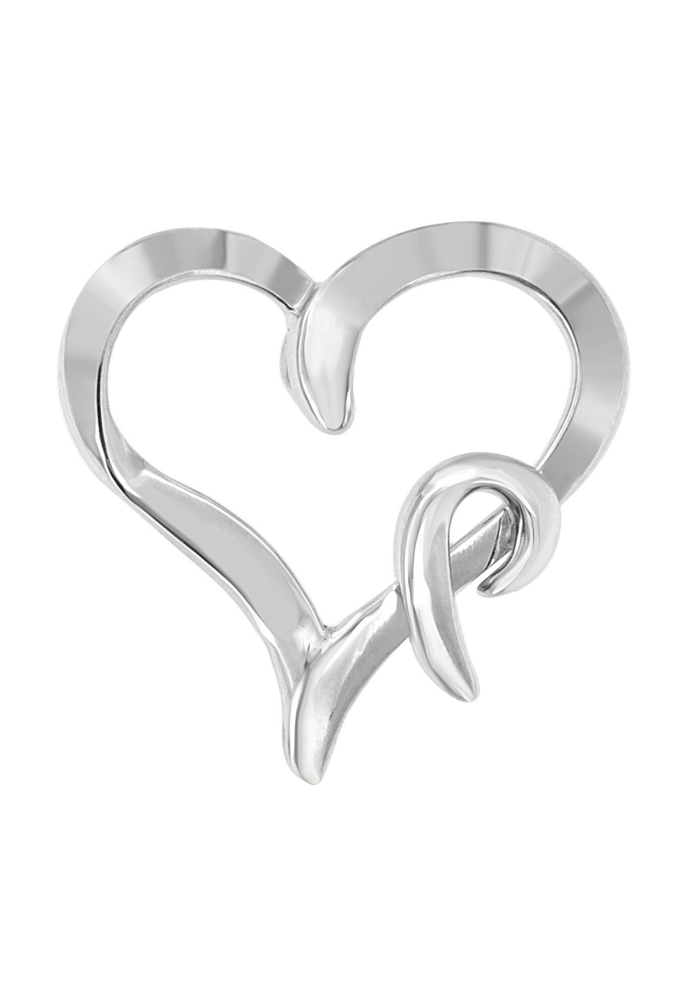 Silver Heart Shaped Pendant Necklace, SILVER, hi-res image number 0