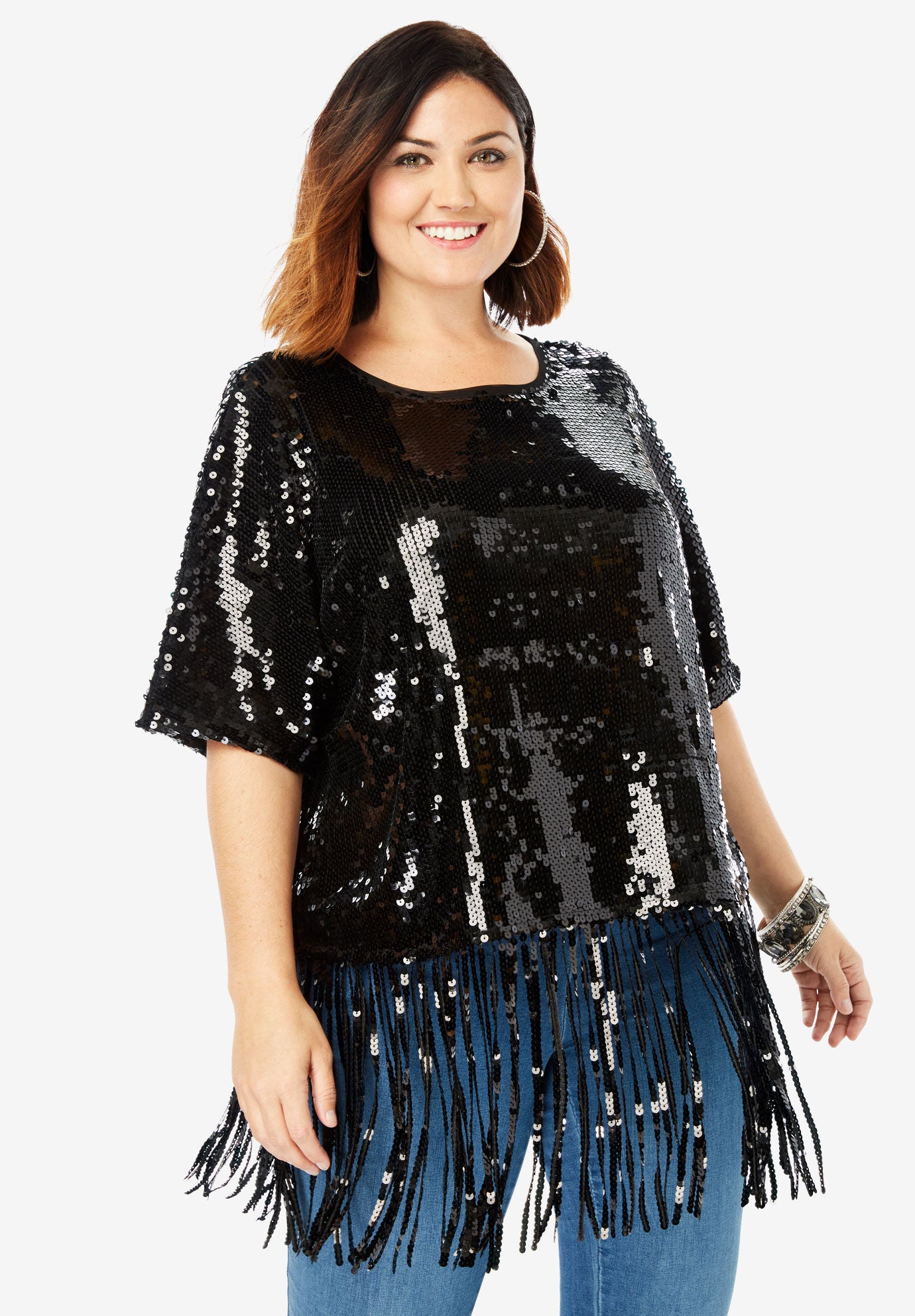 sequin fringe dress plus size