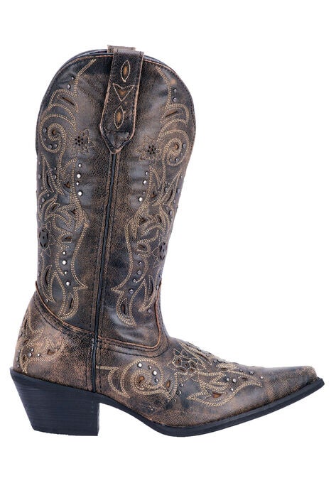 Laredo Women's Vanessa Wide Calf Leather Snip Toe Boots - Brown