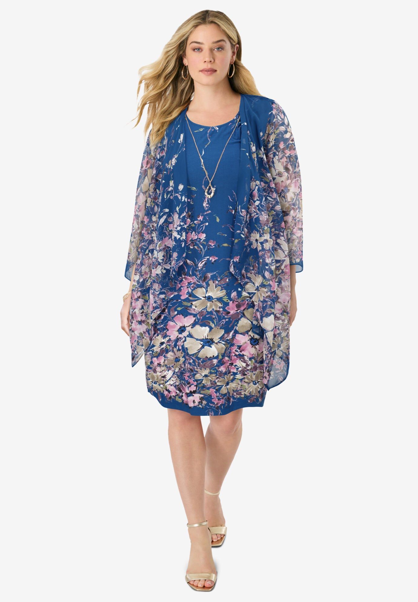 Necklace Jacket Dress, BLUE MULTI, hi-res image number 0