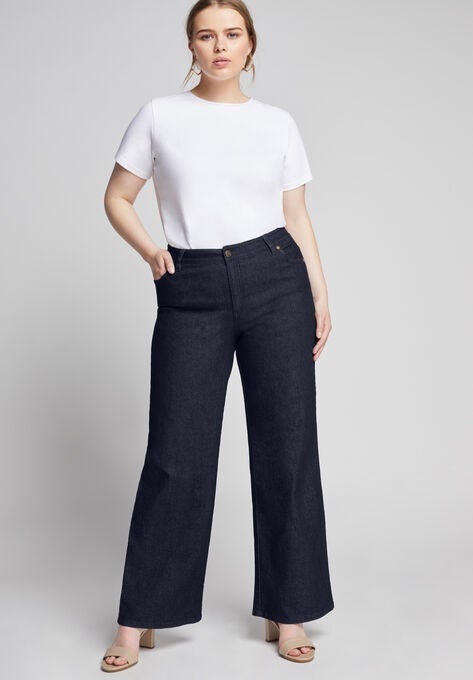 Curvie Fit Wide-Leg Jeans, DARK WASH, hi-res image number null