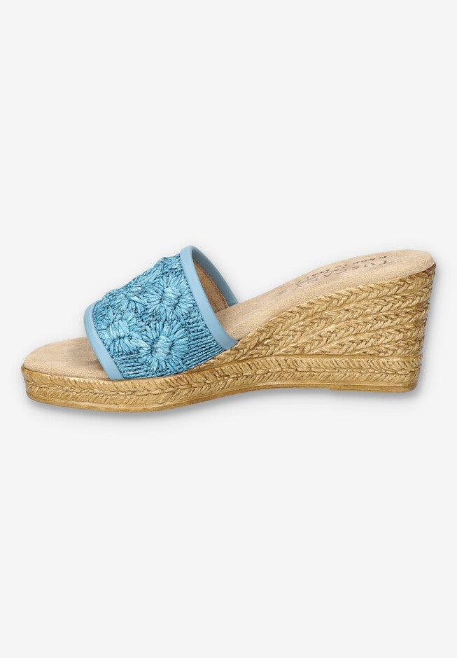 Ricci Wedge Sandal, DENIM RAFFIA FLOWER, alternate image number 5