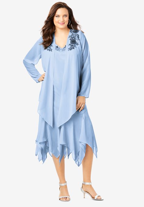 Beaded Jacket Dress Set Plus Size Formal Special Occasion