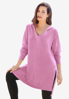 French Terry Hoodie Tunic Sweatshirt