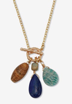 Genuine Agate Goldtone Drop Necklace, 28-Inch Length