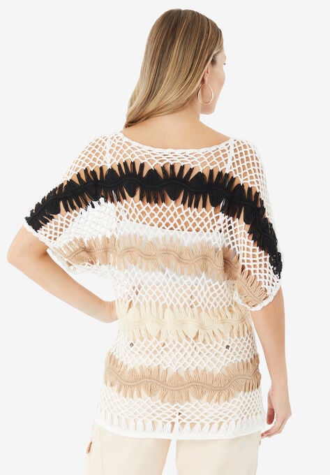 Multi Crop Crochet Pullover, , on-hover image number null