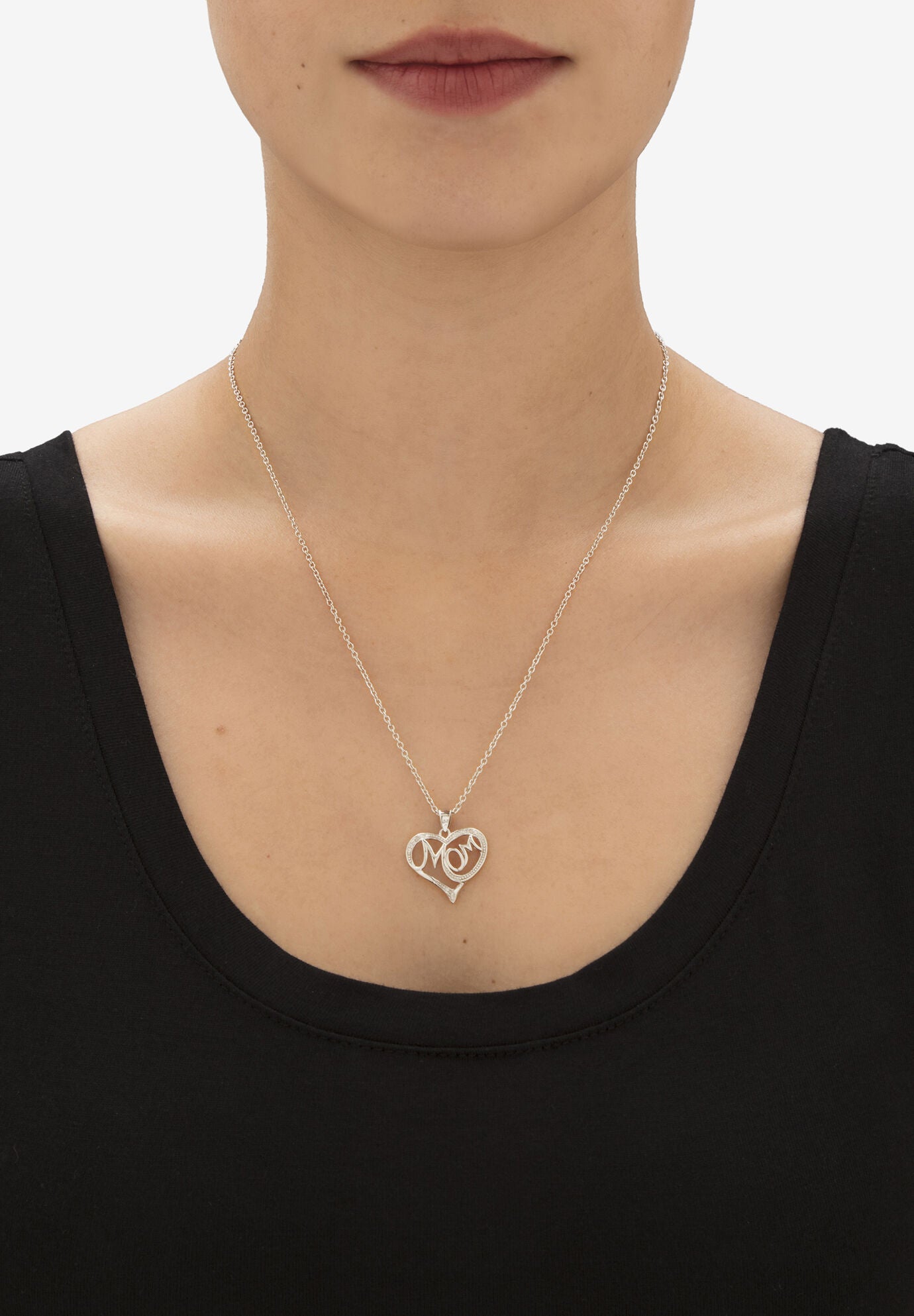 .925 Sterling Silver Diamond Accent "Mom" Pendant Necklace 18 inches - 20 inches, , alternate image number 2