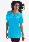 Eyelet Cutout Tee, OCEAN, hi-res image number null