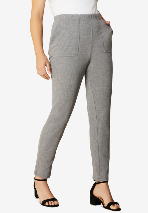 Ankle-Length Soft Knit Pant, MEDIUM HEATHER GREY, hi-res image number null