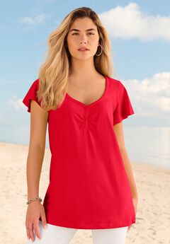 Plus Size Cotton Ultimate Flutter Sleeve Sweetheart Tee